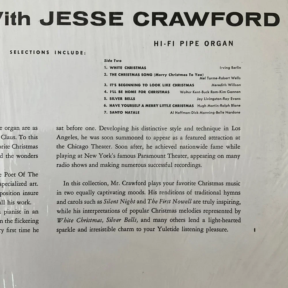 Jesse Crawford: Christmas Vintage Vinyl Record - Picture 4 of 9